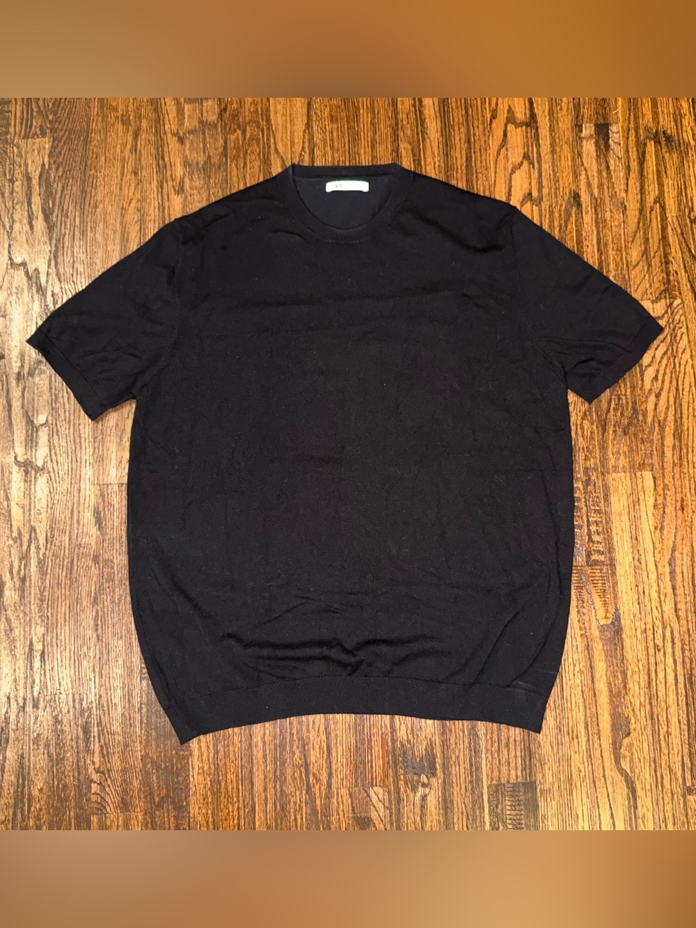 Zara Black Short Sleeve Knit Sweater T-Shirt Top Size Large